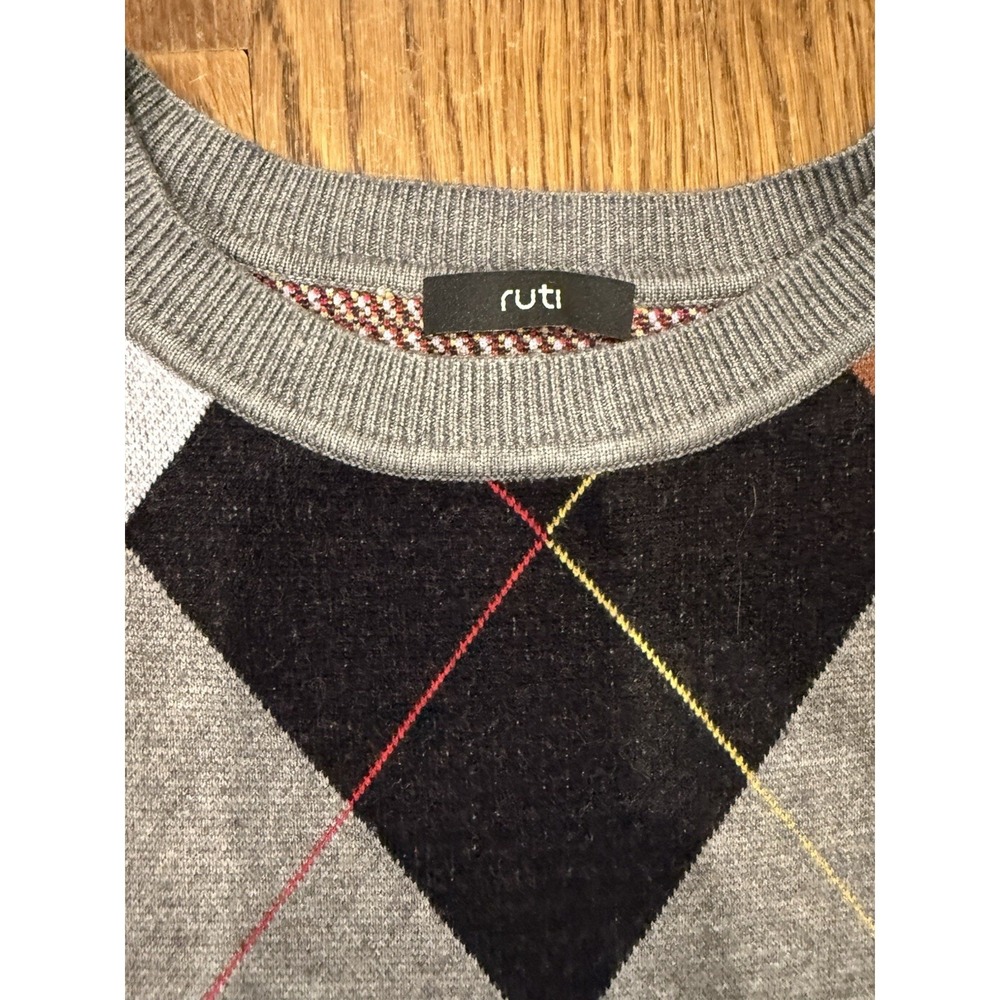 Ruti Argyle Women's Sweater Dress Size Small Multicolor Long Sleeve Crew Neck - Picture 2 of 9
